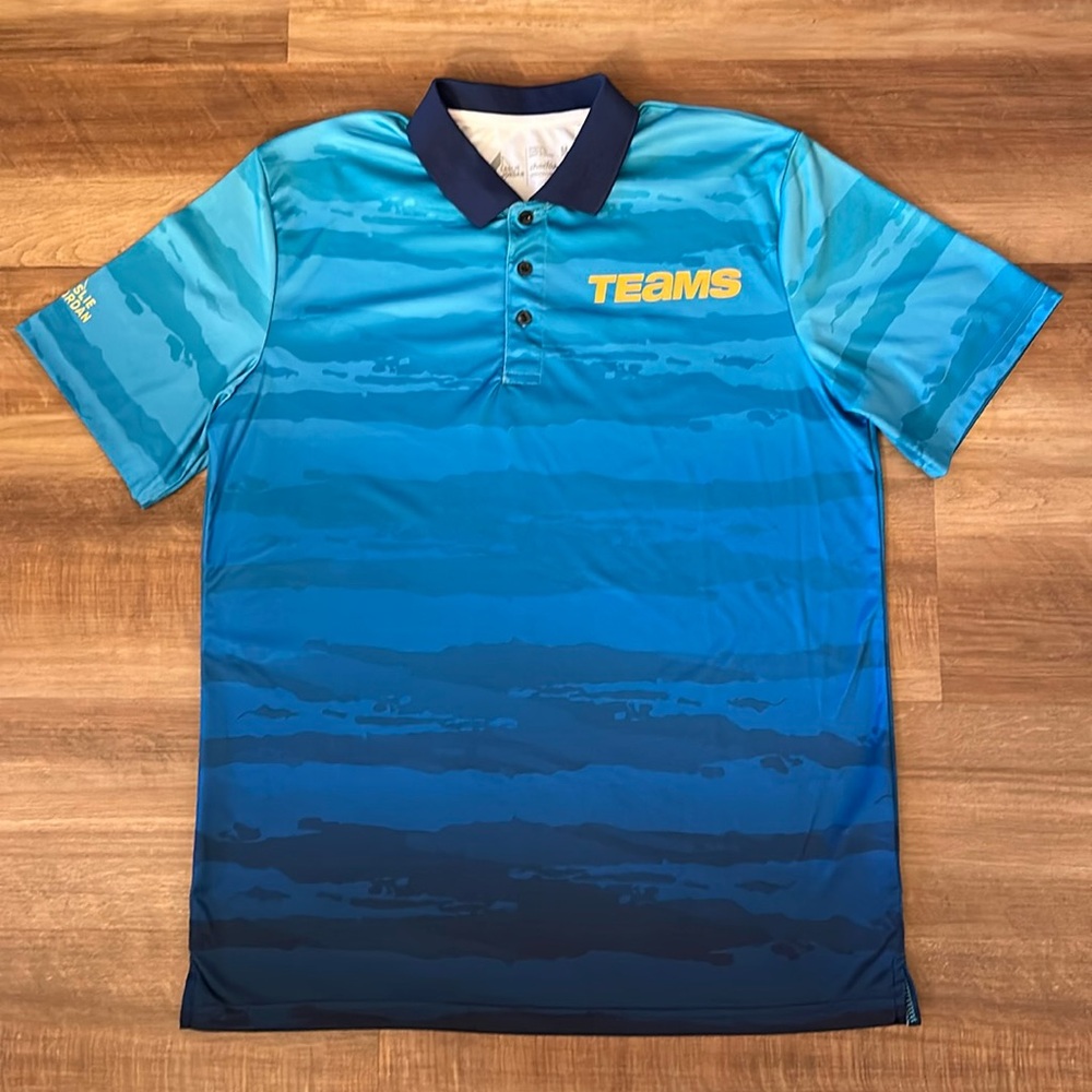 TEAMS Conference Leslie Jordan Cheetah Dri Button Polo Golf Shirt - Size Medium